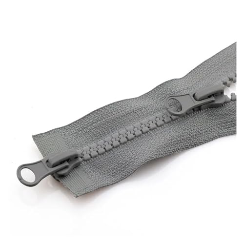 QSCTYG 80/90 cm Doppelschieber Open-End-Reißverschluss Jacke Reißverschlussschloss for DIY Handarbeit Nähen Reißverschluss Dekorationszubehör(Gray,80CM_5#) von QSCTYG