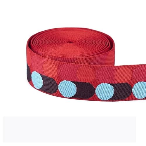 QSCTYG Gepunktetes Gurtband for Taschengürtel, Nylon-Gurtband, DIY, Basteln, Rucksackgurt, Taschenzubehör, 5 Meter, 25/50 mm(2 Inch-red Blue) von QSCTYG