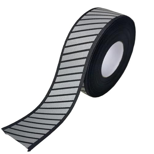 QSCTYG Silbernes reflektierendes Gurtband, DIY-Stoffband for Kleidung, for Aufnähen, 3 cm x 2 Meter(Stripe-B) von QSCTYG