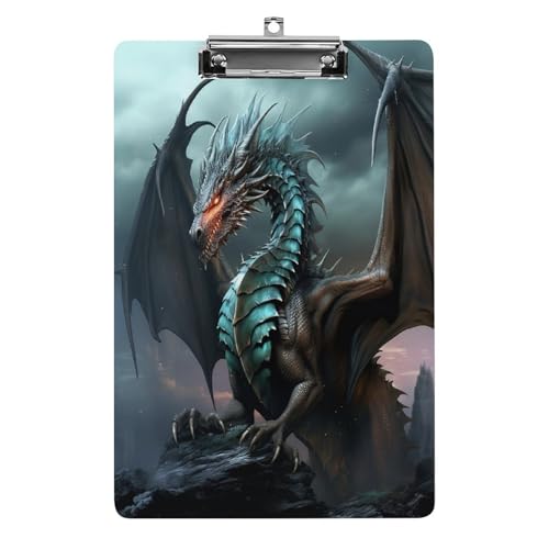 Acryl-Klemmbrett, 32,5 x 21,6 cm, transparent, hält 100 Blatt, lustige mythische Kreatur, Druck, flaches Profil, Clip für Büro, Restaurant Acryl-Klemmbrett, 32,5 x 21,6 cm, transparent, hält 100 Blatt, lustige mythische Kreatur, Druck, flaches Profil, Clip für Büro, Restaurant von QSKDLAC