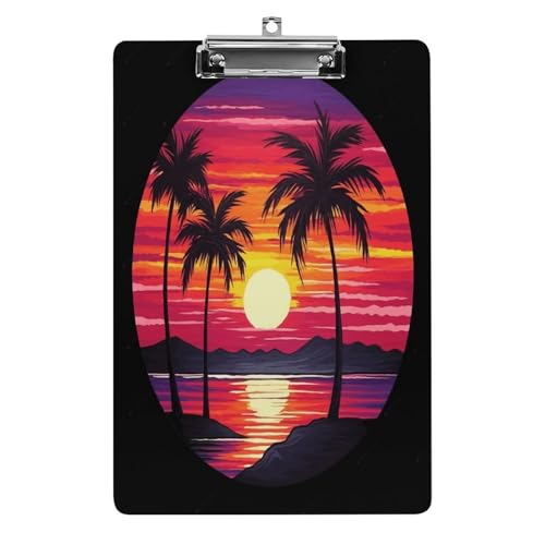 Acryl-Klemmbrett, 32,5 x 21,6 cm, transparent, hält 100 Blatt, lustiges Baum-Sonnenuntergang-Design, Druck, flaches Profil-Clip für Büro, Restaurant Acryl-Klemmbrett, 32,5 x 21,6 cm, transparent, hält 100 Blatt, lustiges Baum-Sonnenuntergang-Design, Druck, flaches Profil-Clip für Büro, Restaurant von QSKDLAC