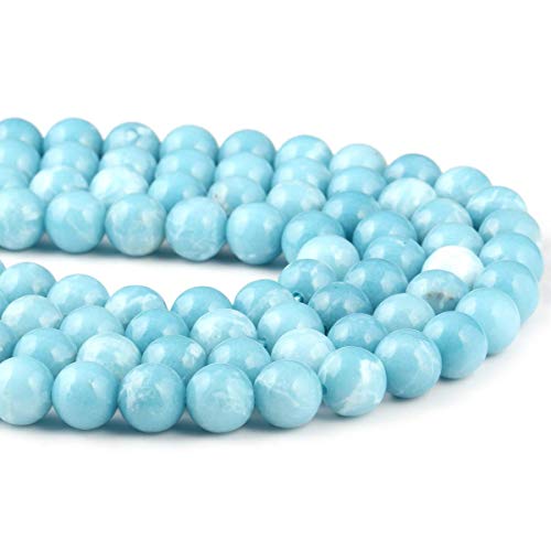 Larimar Perlen 6mm Perlen Naturstein Runde Lose Perlen für Schmuckherstellung Perlen für Br Schönes Geburtstagsgeschenk 1 Strang 15 Zoll (6mm, Larimar) von QSLLER