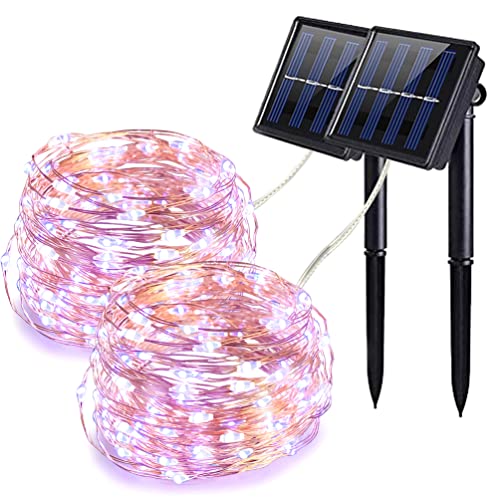 QSPORTPEAK [2 Stück] Solar Lichterkette Außen, 12M 100 LED Solarlichterkette Außen Wetterfest 8 Modi IP65 Wasserdicht Kupferdraht Lichterkette Außen Solar Outdoor für Balkon Garten Party Hochzeit von QSPORTPEAK