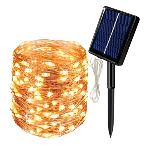 Solar Lichterkette Aussen, QSPORTPEAK 32M 300 LED Solarlichterkette Außen Wetterfest 8 Modi IP65 Wasserdicht Kupferdraht Lichterkette Außen Solar Outdoor für Balkon Garten Party Hochzeit Deko Warmweiß von QSPORTPEAK