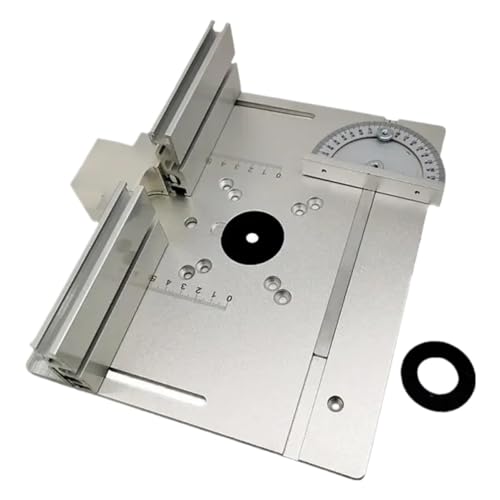 Zimmermannsplatz, Frästisch-Einlegeplatten, Aluminiumlegierung, Holzfräsen, Flip-Board-Trimmmaschine, Gravur-Hilfswerkzeug mit Gehrungslehre,Quadratisches Werkzeug(Silver,B) von QSQSQ