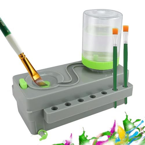 QSULNN Pinselreiniger Bürstenspüler, Pinsel Reiniger Wasserkreislaufspüler, Multifunktionaler Brush Rinser, Künstlerbedarf Bürstenspüler für Acryl, Aquarell und auf Wasserbasis, Graugrün von QSULNN