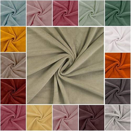 Nickistoff Nicky Velours | viele Farben | Uni | Ökotex | ab 50 cm (Earth Khaki) von QT