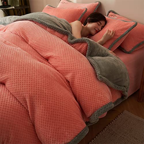 QTANZIQI Bettwäsche-Sets für King-Size-Betten, doppelseitiger weicher Bettbezug aus Fleece-Flanell, Winter-Flanell-Bettbezug, Woll-Bettbezug, Dicke, warme Bettwäsche von QTANZIQI