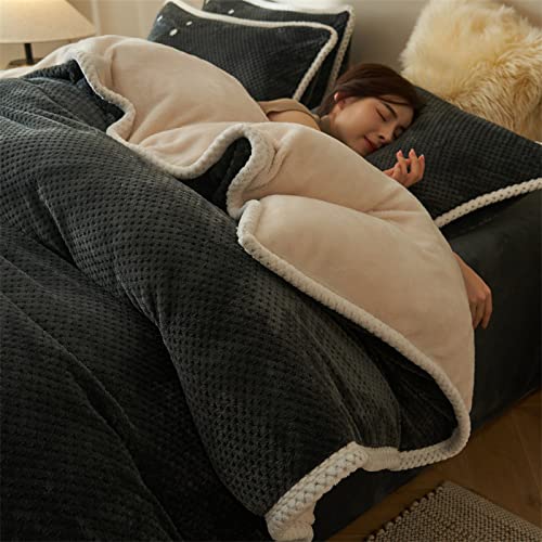 QTANZIQI Doppelbett-Bettbezug-Set, warmes Fleece-Bettwäsche-Set, Winter-Flanell-Bettbezug, Woll-Bettbezug, Dicke warme Bettwäsche von QTANZIQI