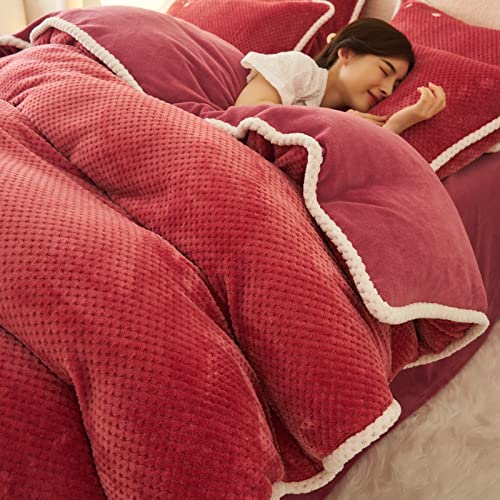 QTANZIQI Doppelbett-Bettbezug-Sets, Schlafzimmer-Bettwäsche-Set, Winter-Flanell-Bettbezug, Woll-Bettbezug, Dicke warme Bettwäsche von QTANZIQI