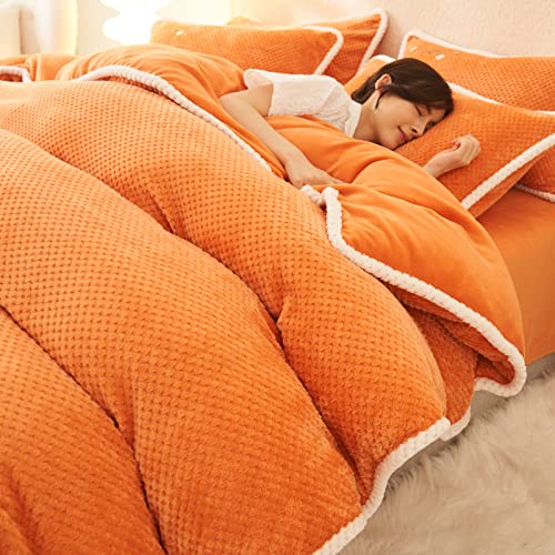 QTANZIQI Flanell-Bettbezug für King-Size-Betten, Fleece-Bettbezug-Set für King-Size-Betten, Winter-Flanell-Bettbezug, Woll-Bettbezug, Dicke warme Bettwäsche von QTANZIQI