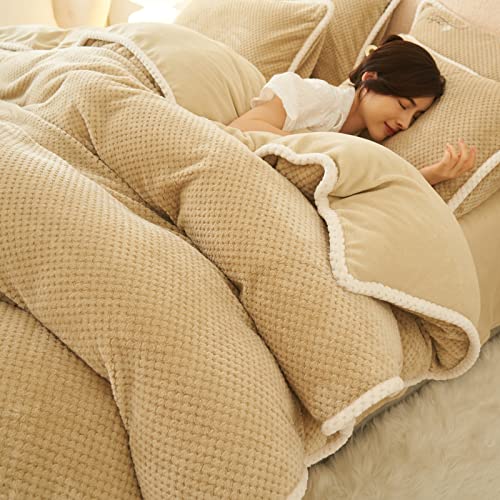 QTANZIQI Fleece-Bettlaken für Doppelbett, King-Size-Bettwäsche-Sets weiß, Winter-Flanell-Bettbezug, Woll-Bettbezug, Dicke warme Bettwäsche von QTANZIQI