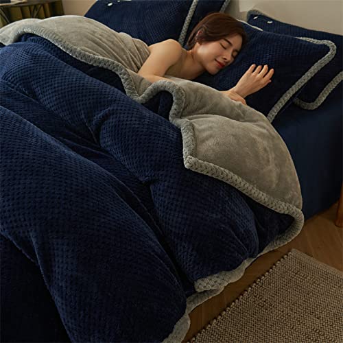 QTANZIQI Fleece-Bettwäsche-Set für King-Size-Betten, Warmer und bequemer Bettbezug aus Teddy-Fleece, Winter-Flanell-Bettbezug, Woll-Bettbezug, Dicke warme Bettwäsche von QTANZIQI