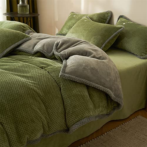 QTANZIQI Fleece-Spannbettlaken für Doppelbett, Teddy-Bettbezug-Set, Winter-Flanell-Bettbezug, Woll-Bettbezug, Dicke warme Bettwäsche von QTANZIQI