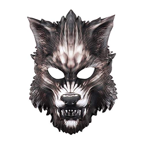 QTANZIQI Halloween-Dekorationsmasken, gruselige EVA-Halloween-Wolf-Vollgesichtsmaske, realistische Terror-Kostüm-Cosplay-Masken für Halloween-Maskerade-Party-Dekoration von QTANZIQI