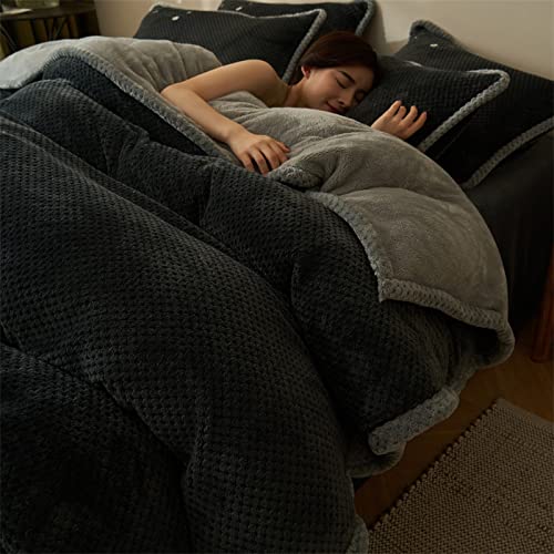 QTANZIQI Super-King-Size-Bettbezug-Sets, Flauschiger, Warmer und bequemer Bettbezug, Winter-Flanell-Bettbezug, Woll-Bettbezug, Dicke, warme Bettwäsche von QTANZIQI