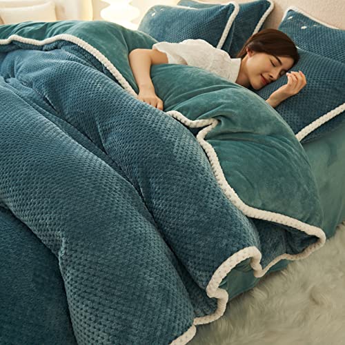 QTANZIQI Weihnachtsbettwäsche für Einzelbett, King-Size-Bettwäsche-Sets aus Baumwolle, Winter-Flanell-Bettbezug, Woll-Bettbezug, Dicke warme Bettwäsche von QTANZIQI