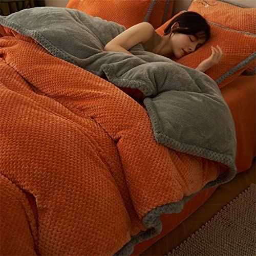 QTANZIQI Weiße King-Size-Bettbezug-Sets, Edding-Schlafzimmer-Set, Winter-Flanell-Bettbezug, Woll-Bettbezug, Dicke warme Bettwäsche von QTANZIQI