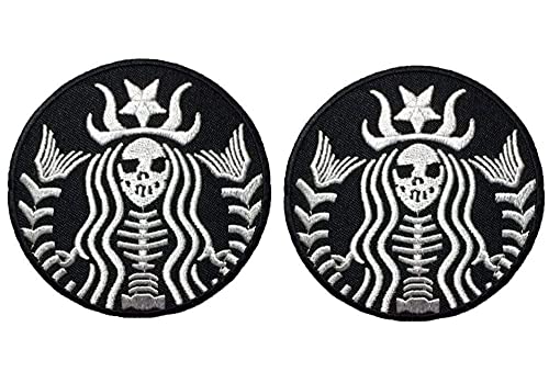 Kompatibel mit Dead Mermaid Zombie Cafe Starbuck Coffee Patch bestickte Applikation zum Aufbügeln und Aufnähen Emblem für Outdoor Sport 2 Stück von QTAOEIONG