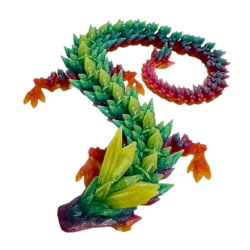 Bedrucktes Drachenmodell, 30 cm, Gelenkdrache, Tischdekoration, leuchtendes Design, Drache, Schreibtisch-Ornament, Weihnachtsmobilität und Halloween-Dekoration, Ornament für Zuhause, von QTFYE