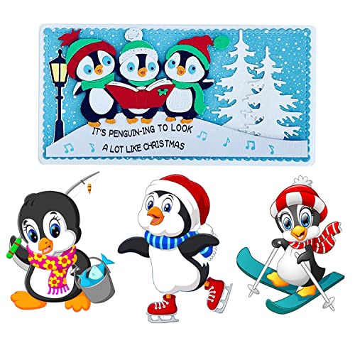 4er-Set Pinguin-Stanzformen für Kartenherstellung, Scrapbooking, Metallschablonen für Papierbastelschablonen von QTOOLS