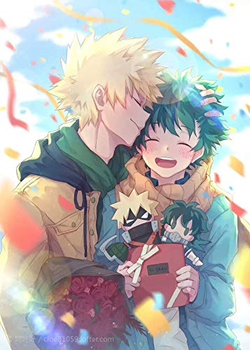 QTRT My Hero Academia-Midoriya Izuku Und Bakugou Katsuki Touch The Kopf Anime DIY 5D Diamant Malkasten voller Bohrgerät Kunst Craft Leinwand Hauptwanddekor DIY Puzzle Eltern-Kind-Interactive Cartoon 5 von QTRT