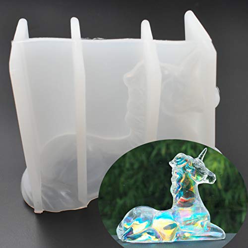 Lässige Einhorn-Form Epoxidharz Form 11,9 x 9,9 x 4,3 cm Heimdekoration DIY Harz Aromatherapie Gips Guss 3D Einhorn Silikonform für Tischkunst Herstellung von QTTLLI