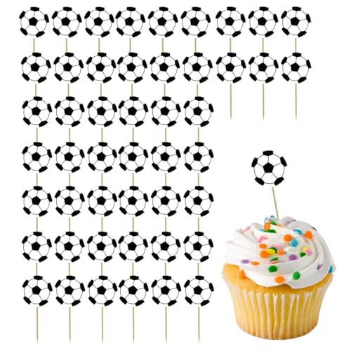 QTTRPCU 48 Stück Muffins Deko, Tortendeko Fussball Geburtstagsfeier Sport Party von QTTRPCU