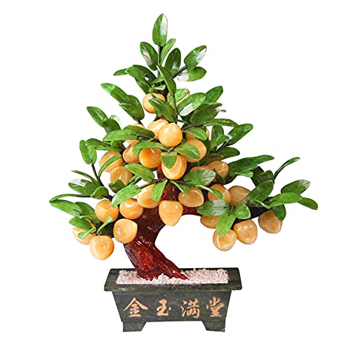 Künstlicher Bonsai-Baum, Bonsai-Baum, künstliche Pflanzen, Topas, Jade, flacher Pfirsichbaum, künstliche Jade, Langlebigkeit, Pfirsich-Ornamente, Baumdekoration für Zuhause, Innen- und Außenbereich, von QTYQWC