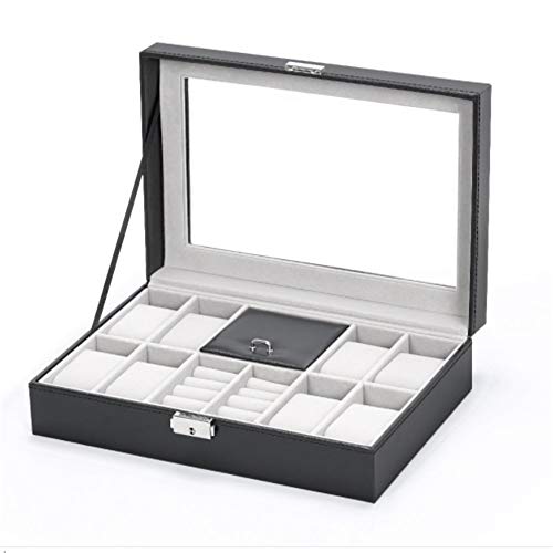 QTYQWC Uhrenbox, 8-Bit-Uhrenbox, Ringschmuck, Aufbewahrungsbox, PU, Uhrenschmuck, Schmuckschatulle für Damen und Herren von QTYQWC