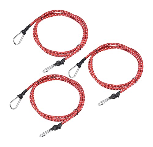 Elastisches Seil mit Haken, Kabel-Clips, Drahthalter, Kabel-Management-Organizer-Klemmen, Zuhause und Büro, 2 m, Gummiseil, Schnapp-Clips für Camping, Bootfahren, Gepäckträger, Blau, 3 Stück (Farbe von QUANANTANG