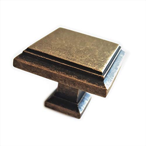 FFF Küchenknöpfe aus antikem Bronze, 6 Stück, tiefes antikes Messing, Art-Deco, quadratisch, Küchenknöpfe, für Schrank, Schublade, Schlafzimmer, Möbelknöpfe, 32 mm, quadratisch von QUANANTANG