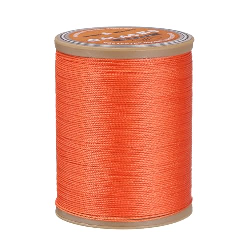 QUARKZMAN 0,45 mm Leder Nähwachs Faden, 219 Yards / 200m, Polyester gewachstes Kordel Leinengarn für Lederhandwerk, Buchbinden, Schuhreparatur, Orange von QUARKZMAN