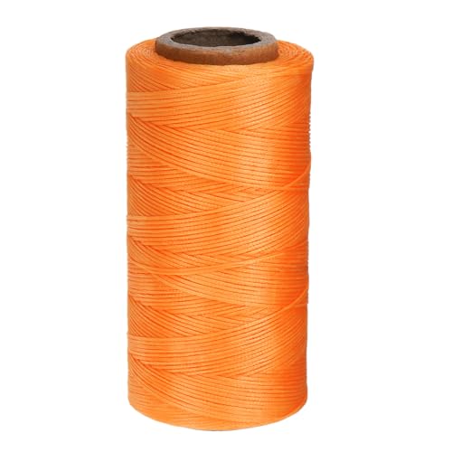 QUARKZMAN 0,8 mm Leder Nähwachs Faden, 270 Yards / 247m, Polyester gewachstes Kordel Leinengarn für Lederhandwerk, Buchbinden, Schuhreparatur, Orange von QUARKZMAN