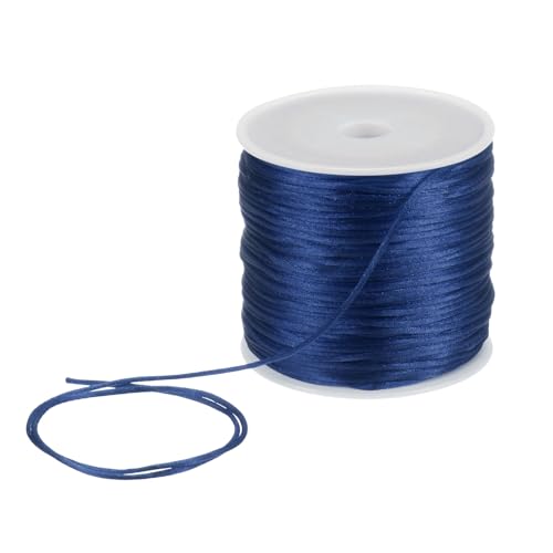 QUARKZMAN 1,5 mm Nylon Schnur 60 Yards Nylon Satin Schnur Armband Schnur Chinesische Knotenschnur Perlenfaden für Schmuckherstellung Geflochtene Halsketten Makramee-Borte Handwerk Marineblau von QUARKZMAN