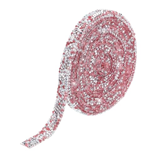 QUARKZMAN 1 Stück Harz Strassband 3 Yards x 0,4 Zoll Selbstklebendes Silberbasis Pink Diamantband Strass für DIY Handwerk und Kleidung von QUARKZMAN