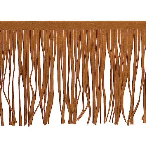 QUARKZMAN 1 Yard 4" PU Leder Fringe Trimmen Doppelseitig Leder Nähen Quaste Fringe für Basteln Nähen Kleid Kunsthandwerk Rock Dekoration Braun von QUARKZMAN