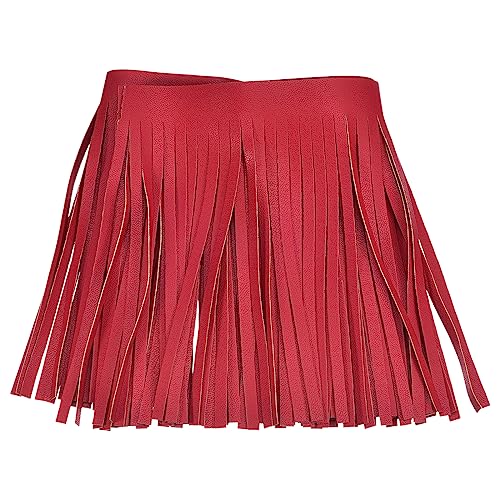 QUARKZMAN 1 Yard 6" Kunstleder Fransen Besatzmen Doppelseitig Leder Nähen Quaste Fringe für Basteln Nähen Kleid Kunsthandwerk Rock Dekoration Rot von QUARKZMAN