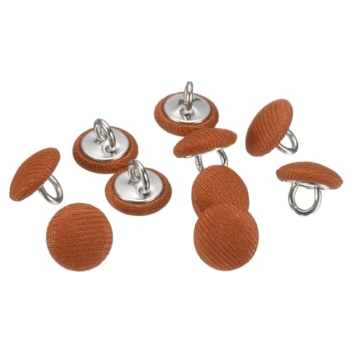 QUARKZMAN 10 Stück 16L Stoffbezogene Knöpfe 10mm 3/8" Runde Metallknöpfe mit Satin-Naht für DIY Handwerk Nähen von Brautkleidern, Anzügen, Blusen und Pullovern, Orange von QUARKZMAN