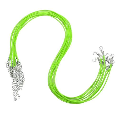 QUARKZMAN 10 Stück 20 Zoll Gewachste Halskette Schnur, Großhandel Halskette Schnur mit Verschluss 1,5 mm Gewachste Leder Schnur Seil für DIY Armband Anhänger, Fluoreszierendes Grün QUARKZMAN 10 Stück 20 Zoll Gewachste Halskette Schnur, Großhandel Halskette Schnur mit Verschluss 1,5 mm Gewachste Leder Schnur Seil für DIY Armband Anhänger, Fluoreszierendes Grün von QUARKZMAN
