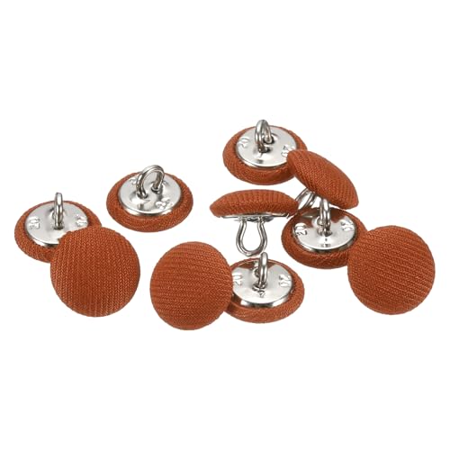 QUARKZMAN 10 Stück 20L Stoffbezogene Knöpfe 12,5 mm 1/2" Runde Metallknöpfe mit Satin-Naht DIY Handwerk Knöpfe für Brautkleider, Hochzeitsanzüge, Blusen, Pullover, Orange von QUARKZMAN