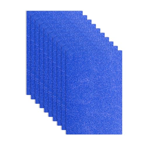 QUARKZMAN 10 Stück Dunkelblaue Glitzer Schaumstoffplatten, 8 x 12 Zoll Selbstklebende Glitzer EVA Schaumstoffplatten Dünnes Schaumpapier für Basteln, DIY Projekt, Unterricht(1,5 mm dick) von QUARKZMAN