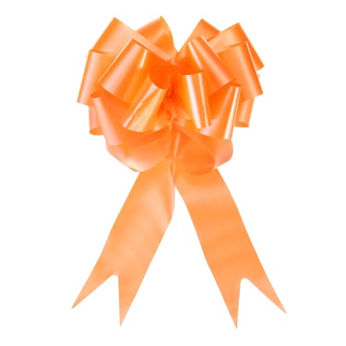 QUARKZMAN 10 Stück Geschenk Schleife mit Geschenkbänder Große Ziehschleife 15cm Geschenkschleife Schleifenband Dekoration für Geschenkverpackung Hochzeit Auto Geburtstag, Orange von QUARKZMAN