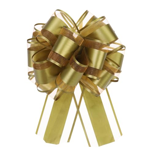 QUARKZMAN 10 Stück Geschenk Schleife mit Geschenkbänder Große Ziehschleife 15cm Matte Geschenkschleife Schleifenband Dekoration für Geschenkverpackung Hochzeit Auto Geburtstag, Gold von QUARKZMAN