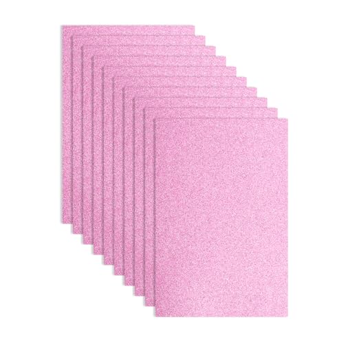 QUARKZMAN 10 Stück Pink Glitzer Schaumstoffplatten, 8 x 12 Zoll Glitzer EVA Schaumstoffplatten Dünner Schaumstoffpapier für Basteln, DIY Projekt, Klassenzimmer, Scrapbooking (1,5 mm dick) von QUARKZMAN