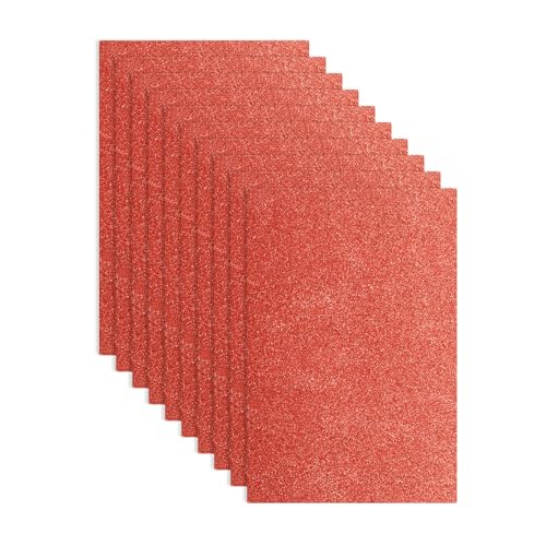 QUARKZMAN 10 Stück Rote Glitzer Schaumstoffplatten, 8 x 12 Zoll Selbstklebende EVA Schaumstoffplatten Dünner Schaumstoff für Basteln, DIY Projekte, Unterricht, Scrapbooking (1,5 mm dick) von QUARKZMAN