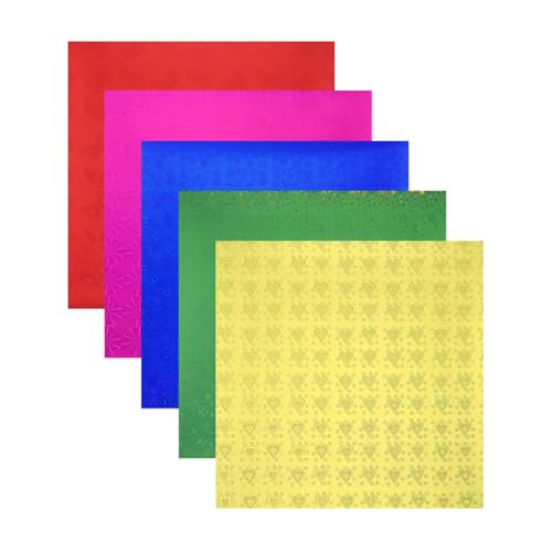 QUARKZMAN 100 Blatt Glitzer Origami Papier 10x10cm Metallic Folie Laser Papier Glänzend Holographisch Quadratisches Falt Papier für DIY Kunst, 4x4 Zoll Gold Grün Rot Blau von QUARKZMAN