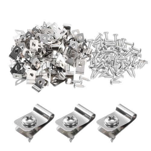 QUARKZMAN 100 Stück Drahtzaun Clips 0,12" Edelstahl Zaun Drahtklemmen Landwirtschaftliche Zaunmontage Clips mit 100 Stück Schrauben zur Befestigung von 12-16 Gauge Drähten von QUARKZMAN