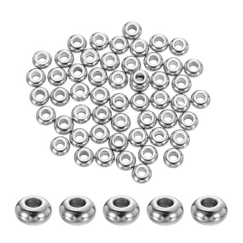 QUARKZMAN 100 Stück Edelstahl-Abstandshalterperlen, 4 mm flache runde Perlen Metall-Heishi-Perle langlebige Rondelle-Distanzstücke für die Herstellung von Armbändern, Silber von QUARKZMAN