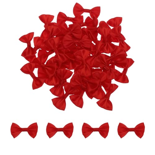 QUARKZMAN 100 Stück Rot Fliegen 3,8 x 2,5 cm Mini-Schleifen für Basteln Kleine Satin-Schleifen Bögen Haarschleifen für DIY Nähen Scrapbooking Hochzeitsgeschenk Präsent Dekoration von QUARKZMAN